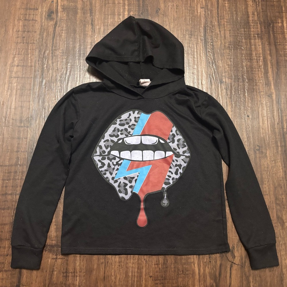 Miss Popular Hoodie with Mouth Graphic Design girls S